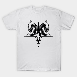 Satanic Goat Head with Pentagram (black) T-Shirt
